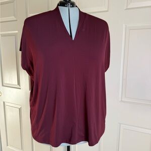 Nine West Burgundy V-Neck Blouse Top Size 3X